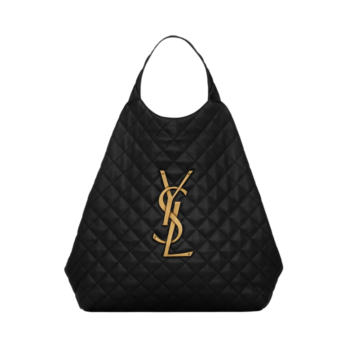 생로랑 퀼티드 램스킨 이카 맥시 쇼핑백 블랙