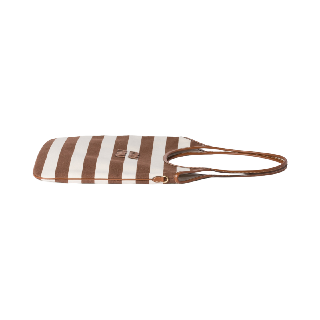 미우 미우 캔버스 앤 레더 아이비 백 코코아 브라운 내츄럴(Miu Miu Canvas and Leather Ivy Bag Cocoa Brown Natural) - 3