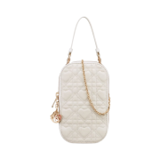 Dior Amour Lady Phone Holder Cannage Lambskin Latte