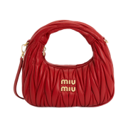 Miu Miu Wander Matelasse Nappa Leather Hobo Mini Bag Red