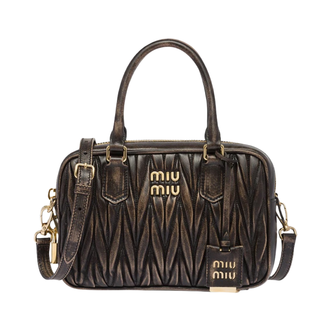 미우 미우 마테라쎄 나파 가죽 탑 핸들백 샌드 커피(Miu Miu Matelasse Nappa Leather Top Handle Bag Sand Coffee) - 1