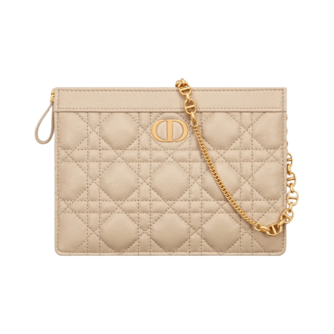 디올 카로 지퍼 파우치 체인 샌드 컬러드 서플 까나쥬 카프스킨(Dior Caro Zipped Pouch Chain Sand Colored Supple Cannage Calfskin) - 1