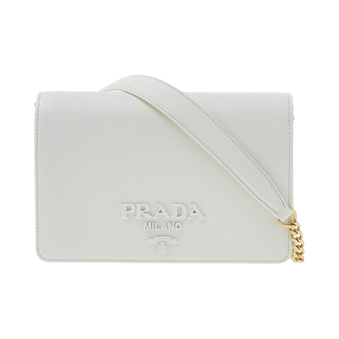 1BP012-NZV-F0009 Prada Saffiano Leather Shoulder Bag White