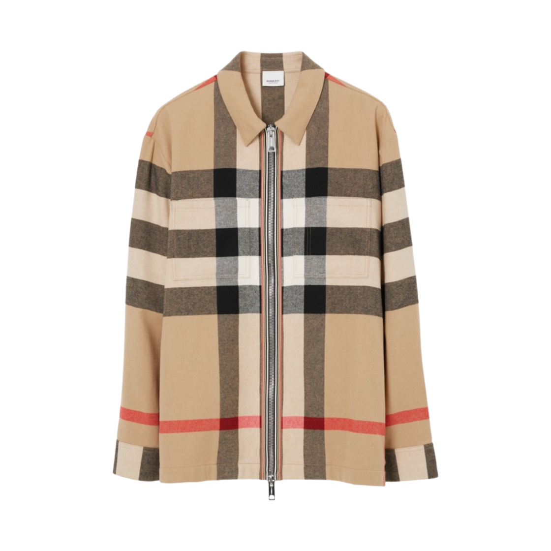 버버리 이그재저레이트 체크 울 코튼 오버셔츠 아카이브 베이지
