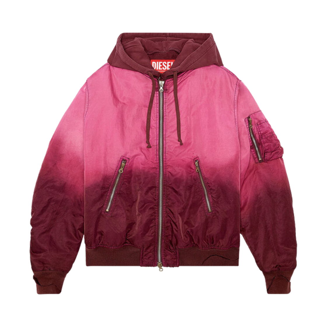 (W) 디젤 자켓 디그레이드 나일론 사틴 핫 핑크((W) Diesel Jacket Degrade Nylon Satin Hot pink)