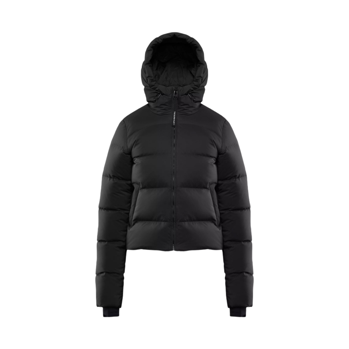 111495 (W) Aritzia The Super Mini Puff Hoody Climatte Goose Down Hoody Mini Puffer Jacket Black