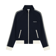 (W) Celine Tracksuit Jacket in Double Face Jersey Bleu Ancre Off White