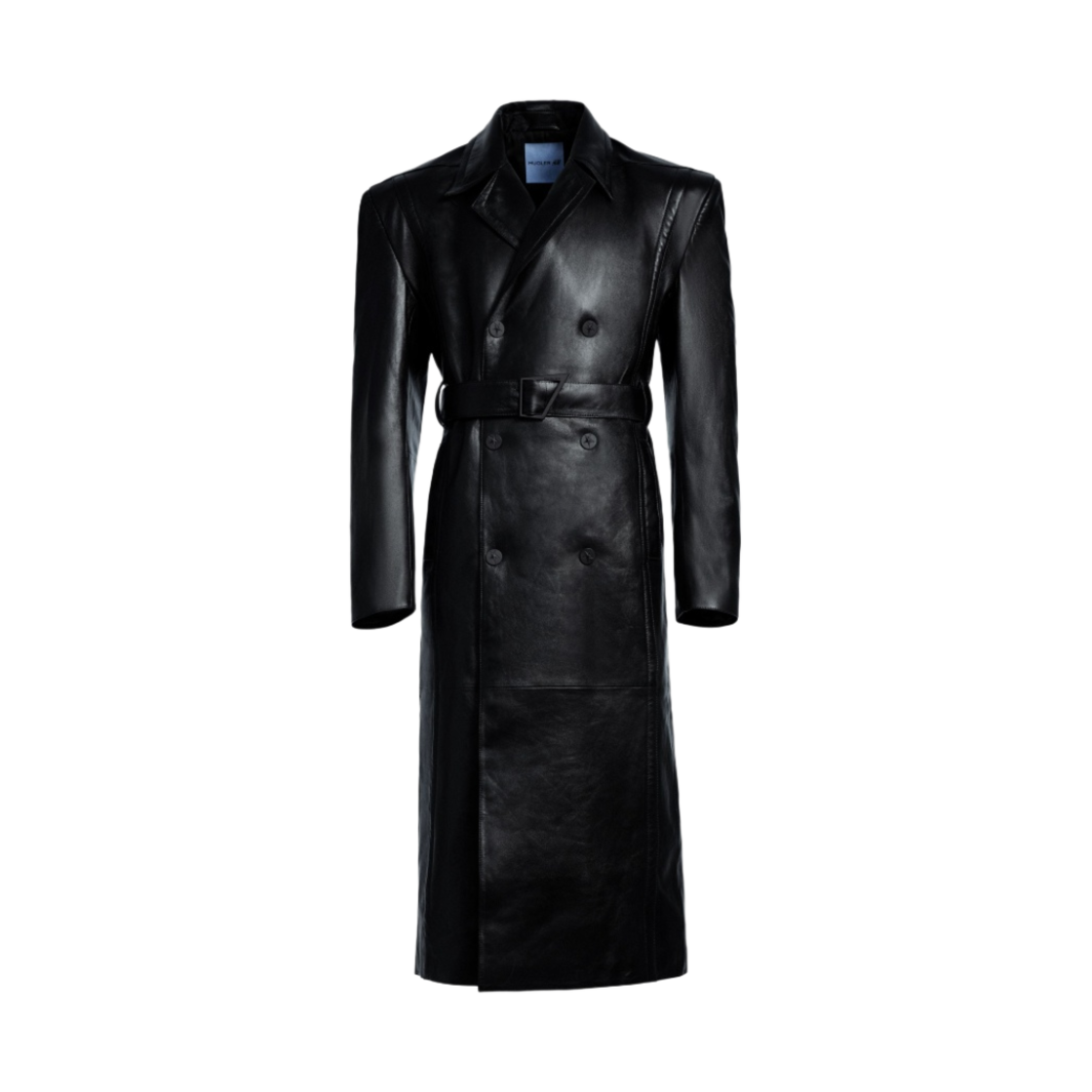1151990001 H&M x Mugler Leather Trench Coat Black - 대표 이미지 #1