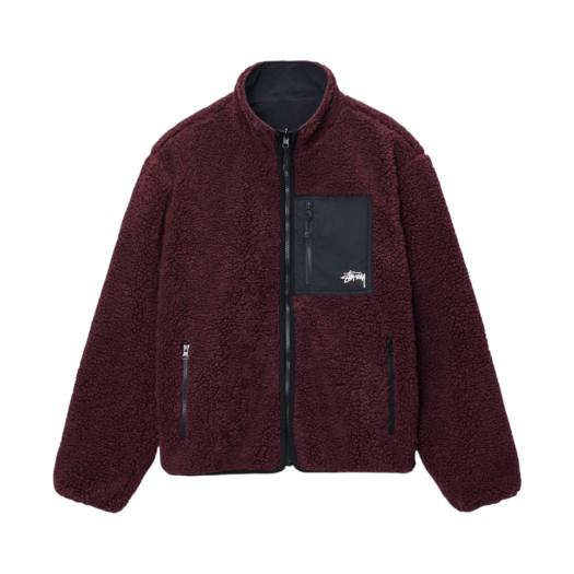 118529 Stussy Sherpa Reversible Jacket Burgundy