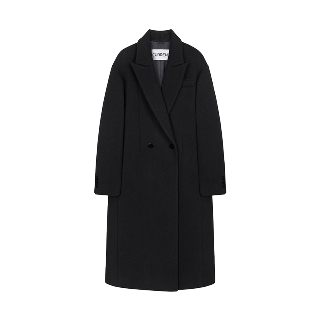 커렌트 세미오버 핏 롱 코트 블랙(Current Semi Over Fit Long Coat Black)