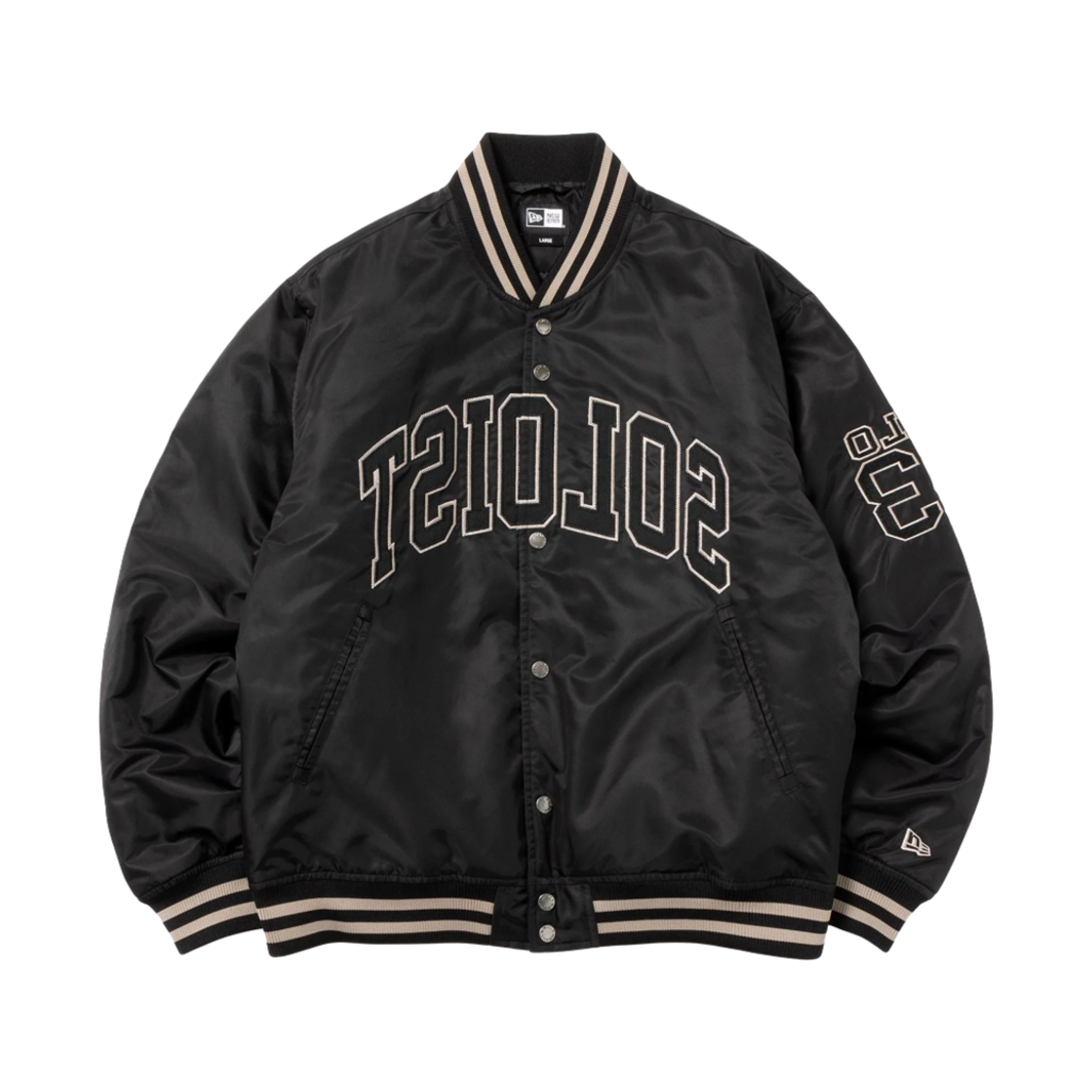 뉴에라 x 타카히로미야시타 더 솔로이스트 나일론 바시티 자켓 블랙  - 25SS(New Era x Takahiromiyashita The Soloist Nylon Varsity Jacket Black - 25SS)