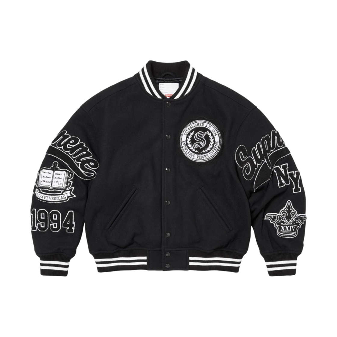 - Supreme Veritas Varsity Jacket Black - 24FW