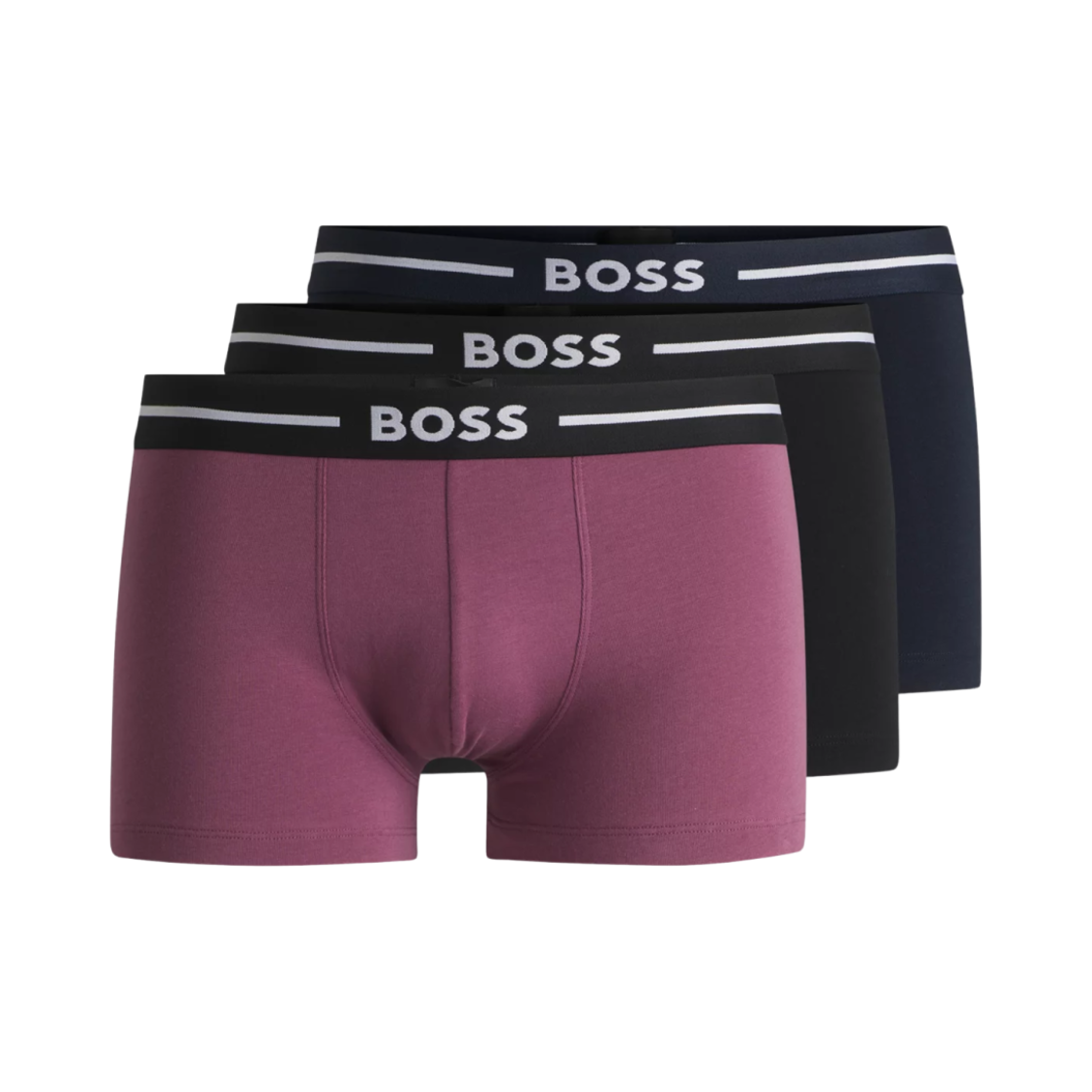 50532453-969 Hugo Boss Stretch Cotton Trunks with Logo Waistband Pink Black (3 Pack)