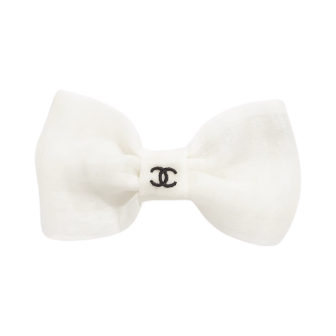 (W) 샤넬 실크 자카드 리본 모양 바레뜨 에크루((W) Chanel Silk Jacquard Bow Barrette Ecru) - 1
