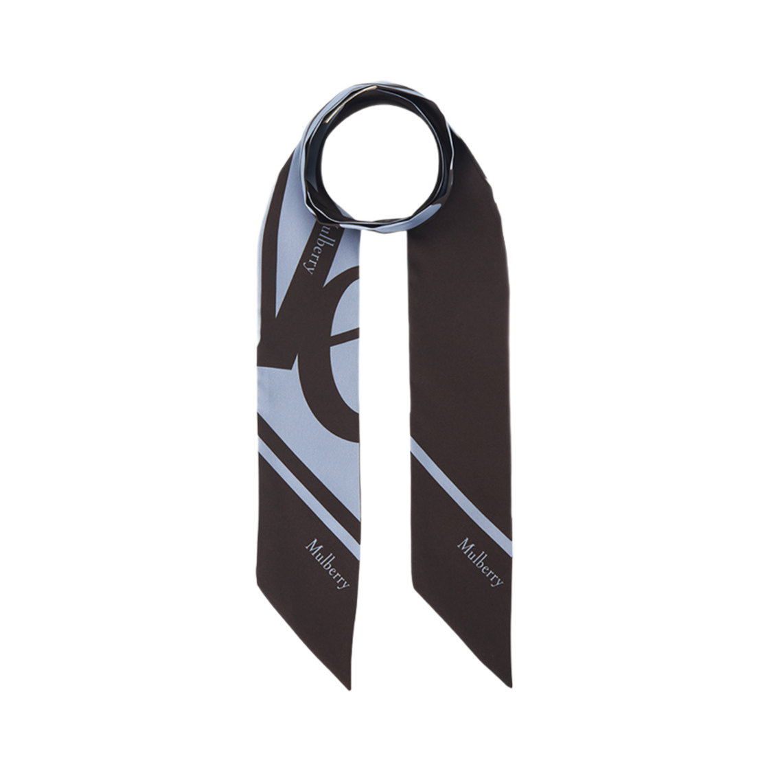 (W) 멀버리 레터링 스키니 스카프 포플린 블루 에보니((W) Mulberry Lettering Skinny Scarf Poplin Blue Ebony)