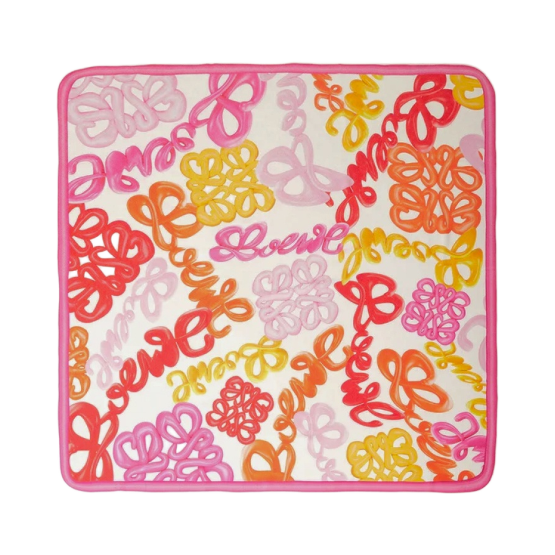 (W) 로에베 아나그램 스카프 인 실크 앤 캐시미어 브라이트 핑크 멀티컬러((W) Loewe Anagram Scarf In Silk and Cashmere Bright Pink Multicolor) - 1