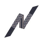 (W) Dior Oblique Mitzah Scarf Silk Twill Navy Blue