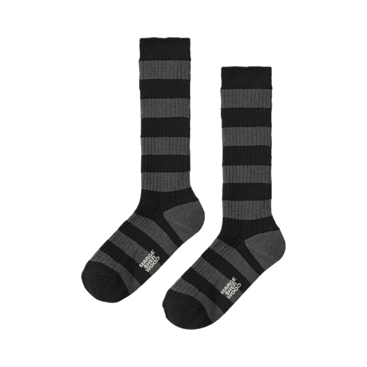 MW24-SO01-BK Margesherwood Metal Stripe Socks Black Stripe