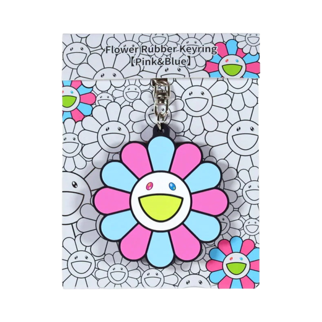 카이카이키키 플라워 러버 키링 핑크 블루(Kaikai Kiki Flower Rubber Keyring Pink Blue)