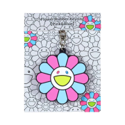Kaikai Kiki Flower Rubber Keyring Pink Blue
