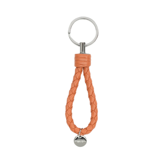 Bottega Veneta Intrecciato Logo Tag Keyring Orange