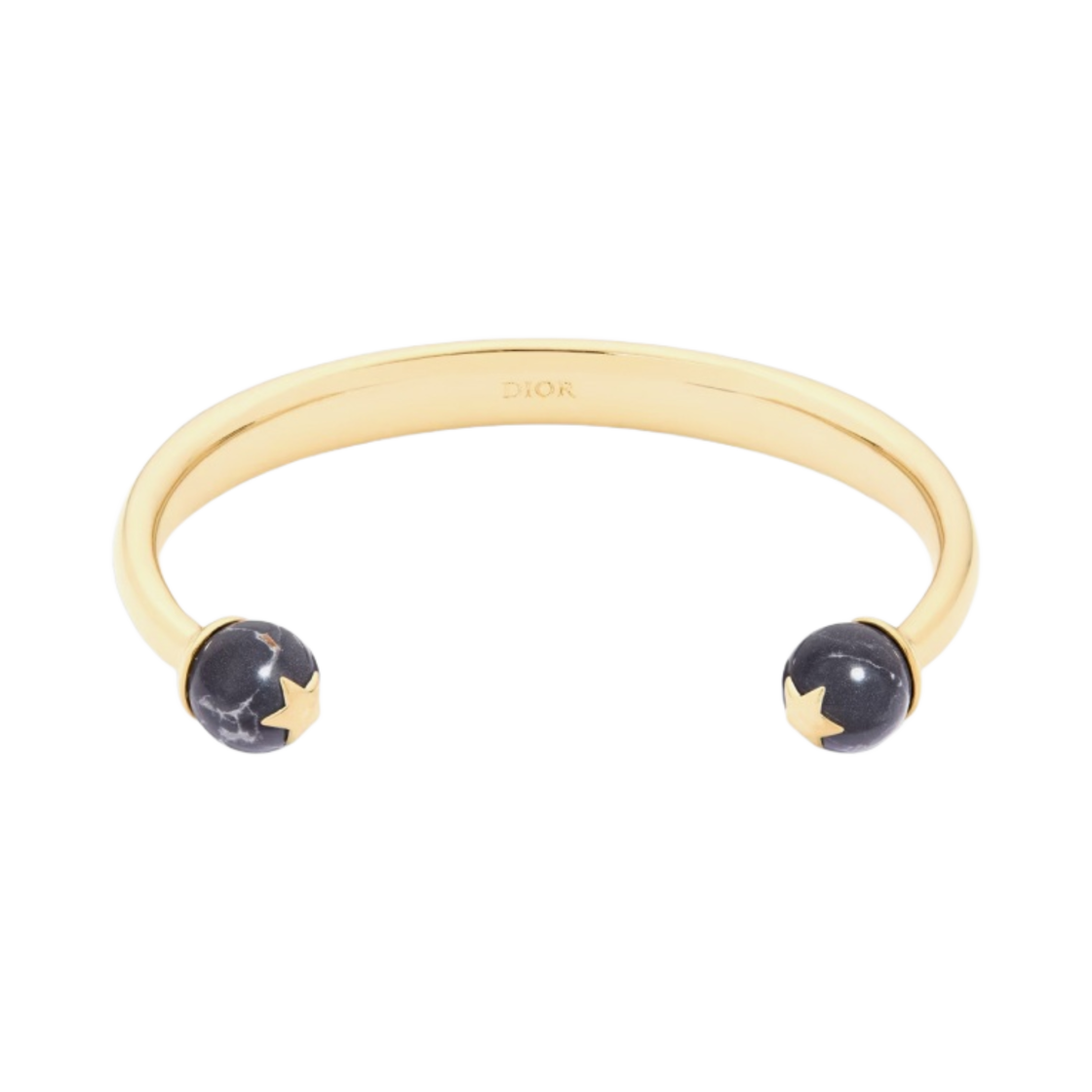 (W) 디올 트리발 뱅글 골드 피니쉬 메탈 블랙 스톤 이펙트 레진 펄((W) Dior Tribales Bangle Gold Finish Metal Black Stone Effect Resin Pearls) - 1