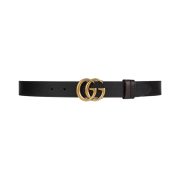 Gucci Reversible Thin Belt with Double G Buckle Black Brown