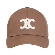 (W) Celine Triomphe Baseball Cap in Cotton Marron Glace