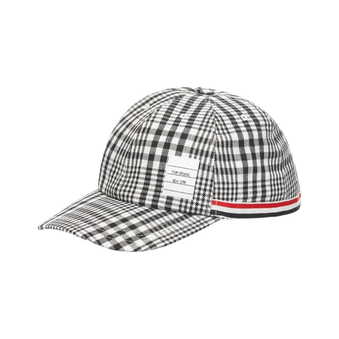 톰브라운 6-패널 베이스볼 캡 깅엄 포우 리넨 블랙 화이트(Thom Browne 6-Panel Baseball Cap in Gingham Pow Linen Black White) - 1
