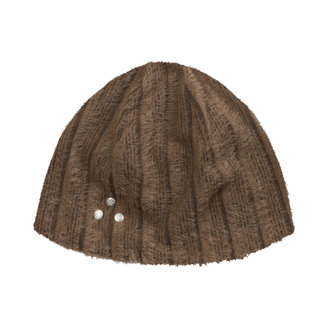 BH24FW-UBRN1 BAUF Star Rivet Fluffy Beanie Brown