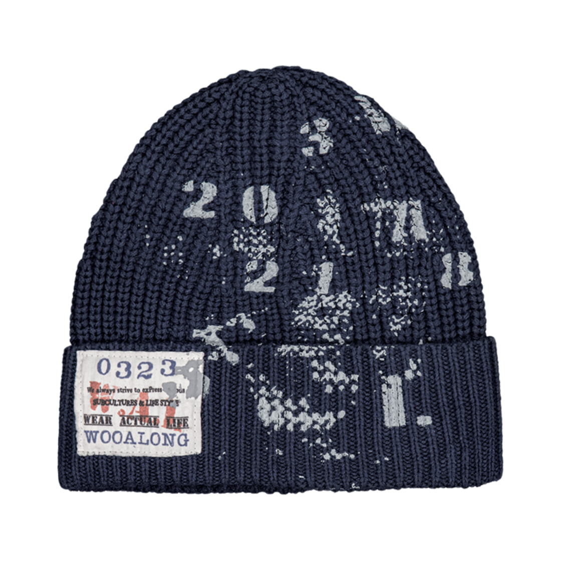 WL244KHA04UNAV MELLOW Typo Graphic Beanie Navy