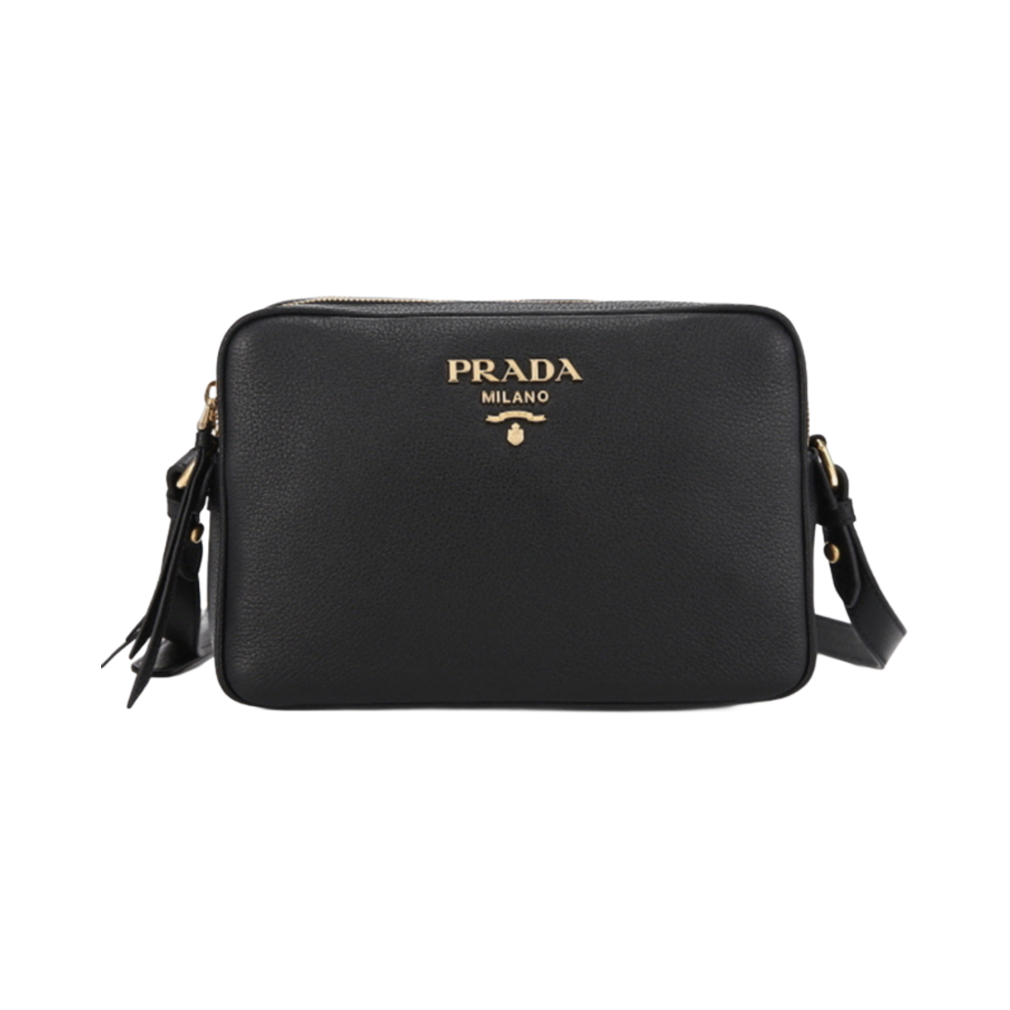 1BH079-2E8K-F0002 Prada Vitello Phenix Double Zipped Crossbody Bag Black