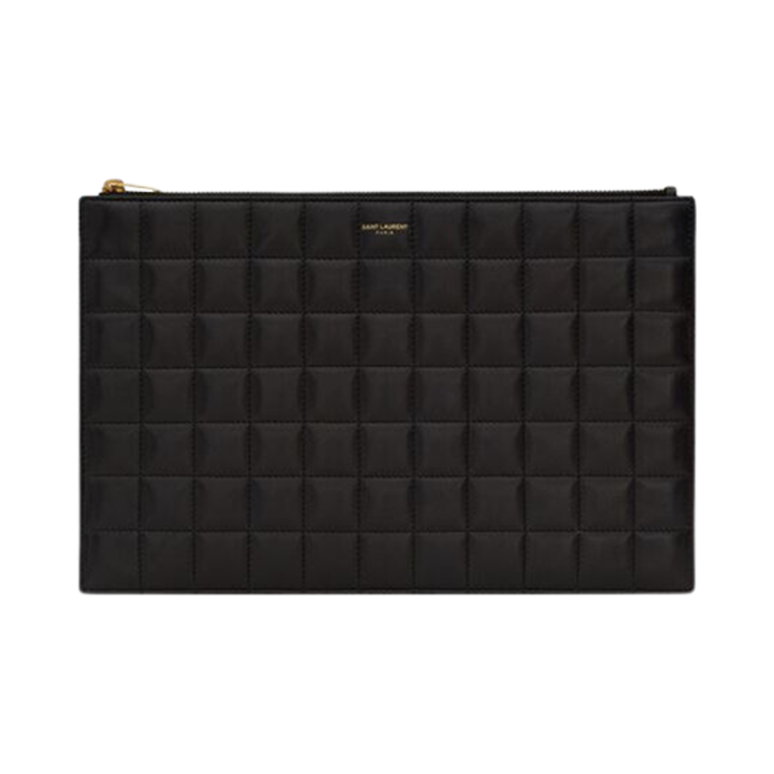 758196-AABVP-1000 Saint Laurent Matelasse Carre Tablet Pouch In Lambskin Black