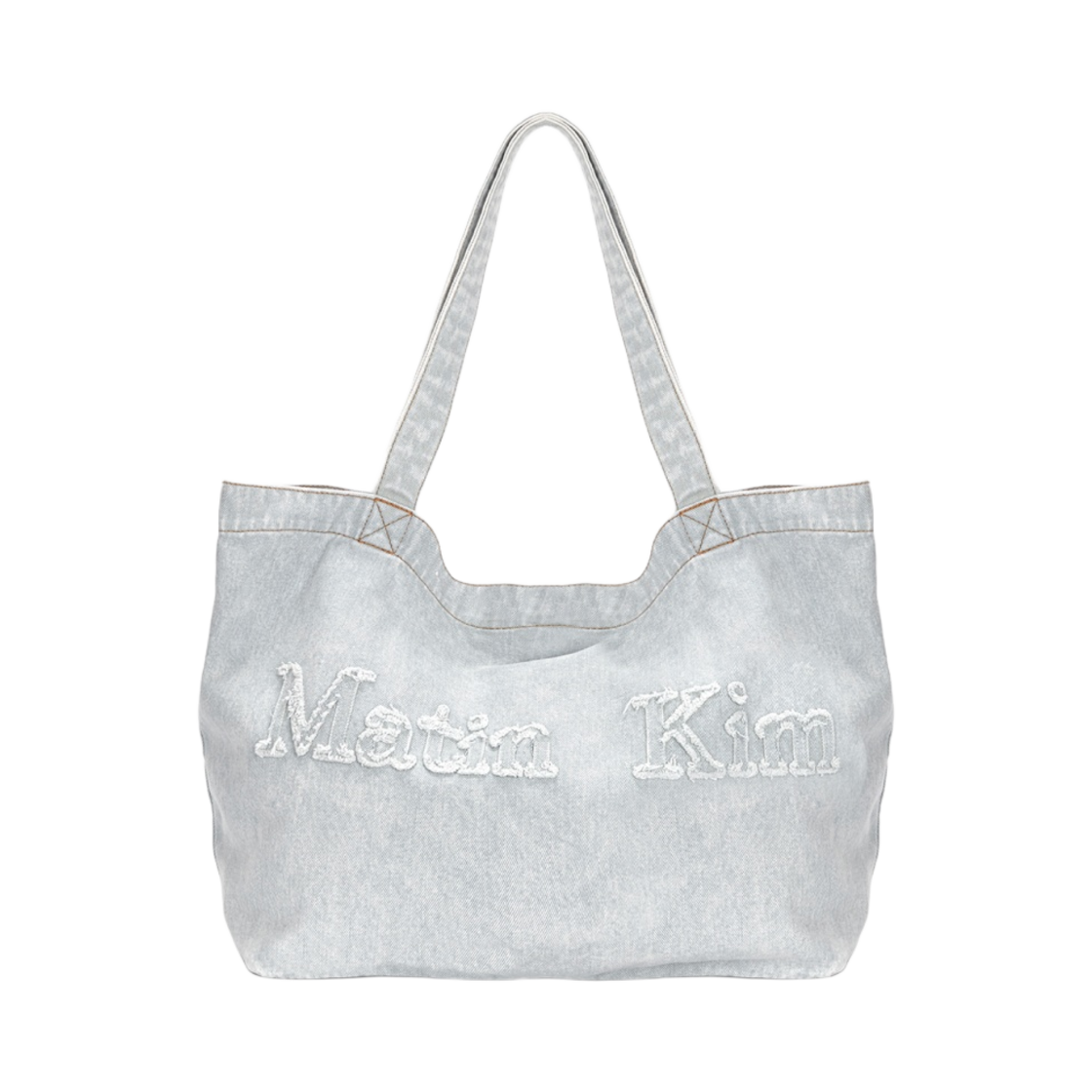마뗑킴 로고 워시드 데님 토트백 스카이 | Matin Kim | KREAM