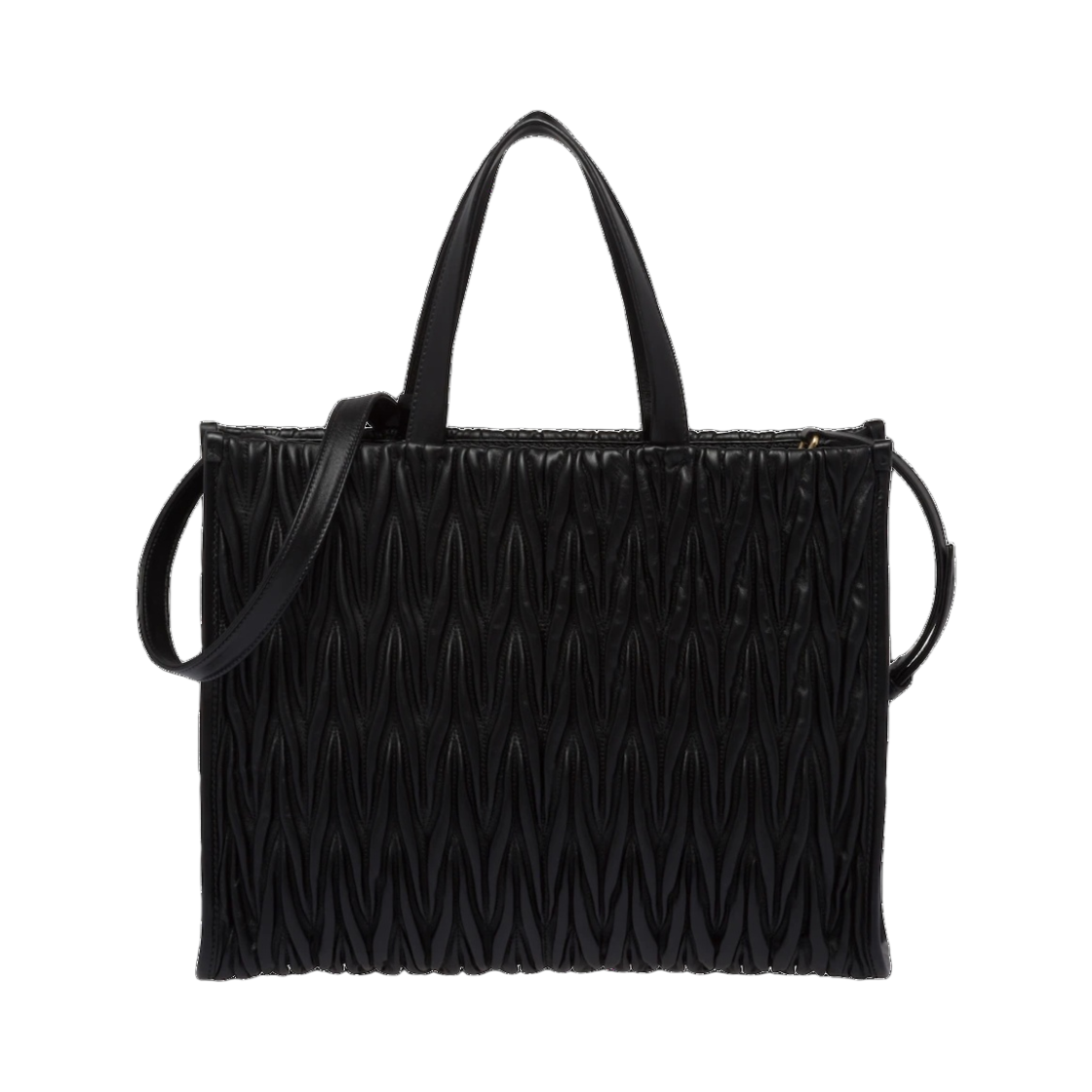 미우 미우 마틀라세 나파 레더 토트백 블랙(Miu Miu Matelasse Nappa Leather Tote Bag Black) - 3