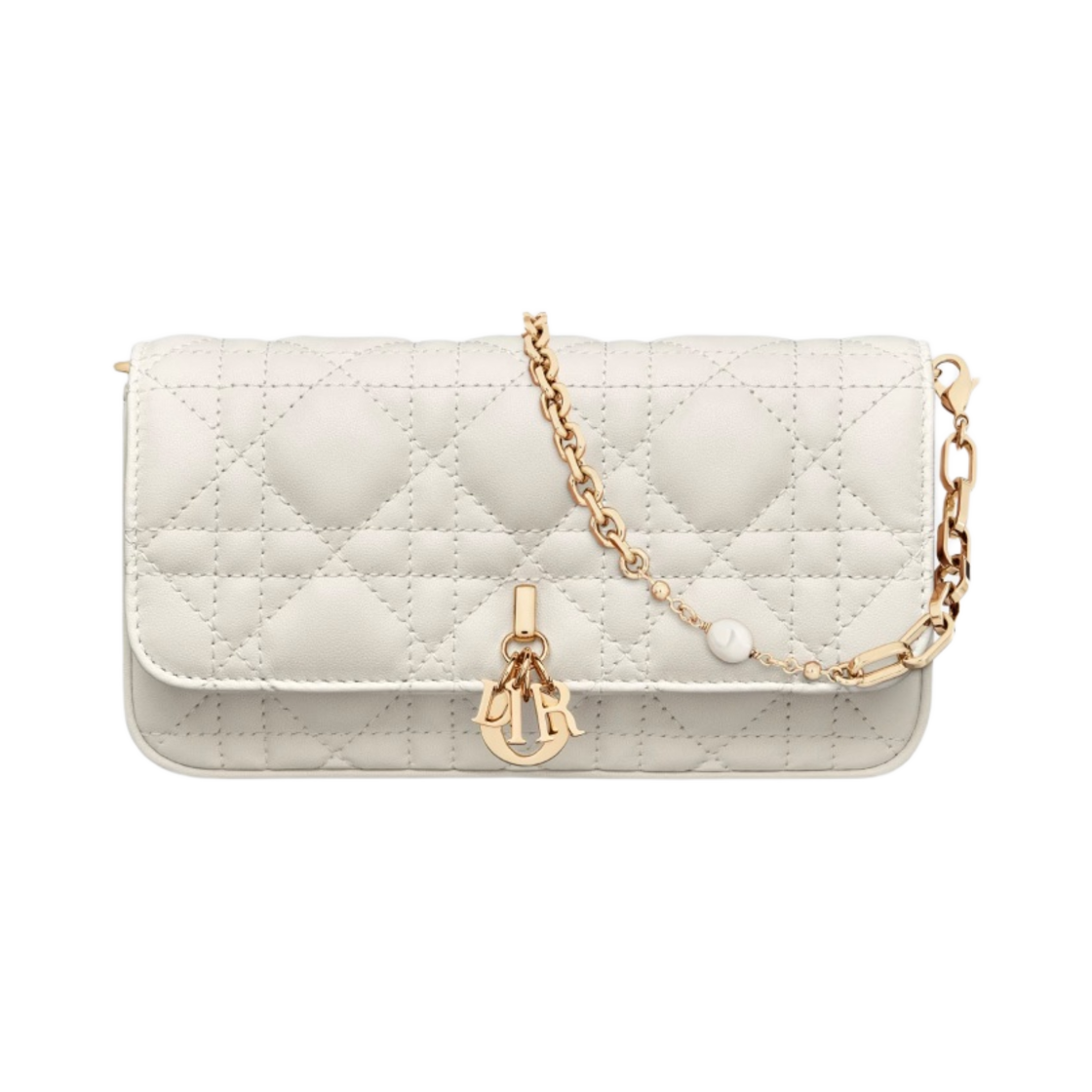 디올 레이디 폰 파우치 라떼 까나쥬 램스킨(Dior Lady Phone Pouch Latte Cannage Lambskin)