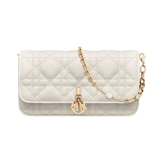 S0977ONMJ-M030 Dior Lady Phone Pouch Latte Cannage Lambskin