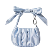 & Other Stories Nano Satin Bow Bag Blue Dusty Light