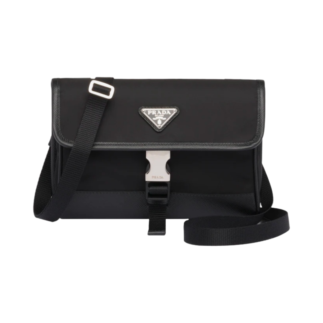 2ZH108-2DMH-F0002 Prada Re-Nylon and Saffiano Leather Smartphone Case Black