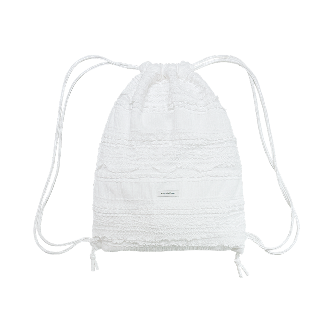 마가린핑거스 레이스 프릴 스트링 백 화이트(Margarin Fingers Lace Frill String Bag White)