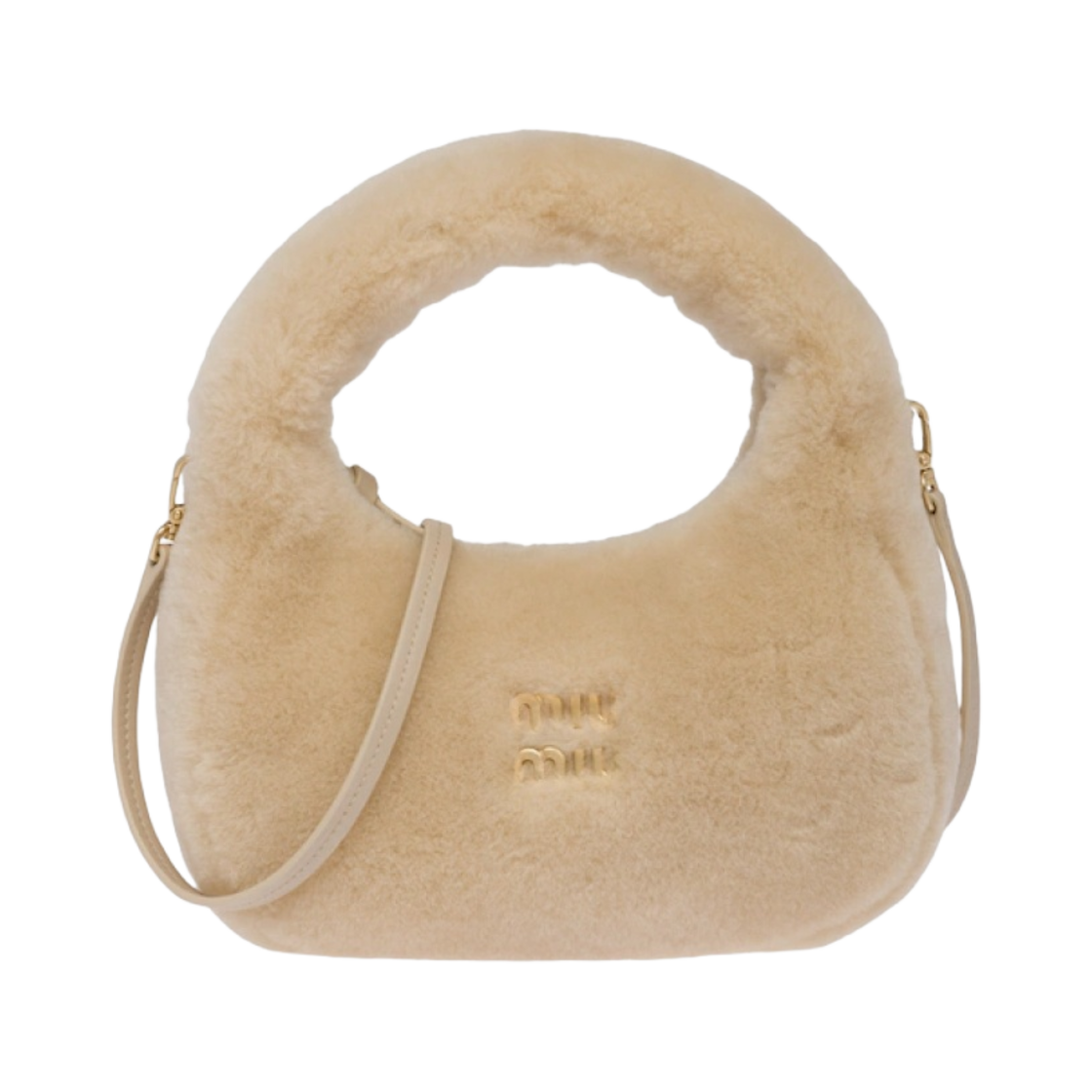 미우 미우 완더 양가죽 호보백 에크루(Miu Miu Wander Sheepskin Hobo Bag Ecru) - 1