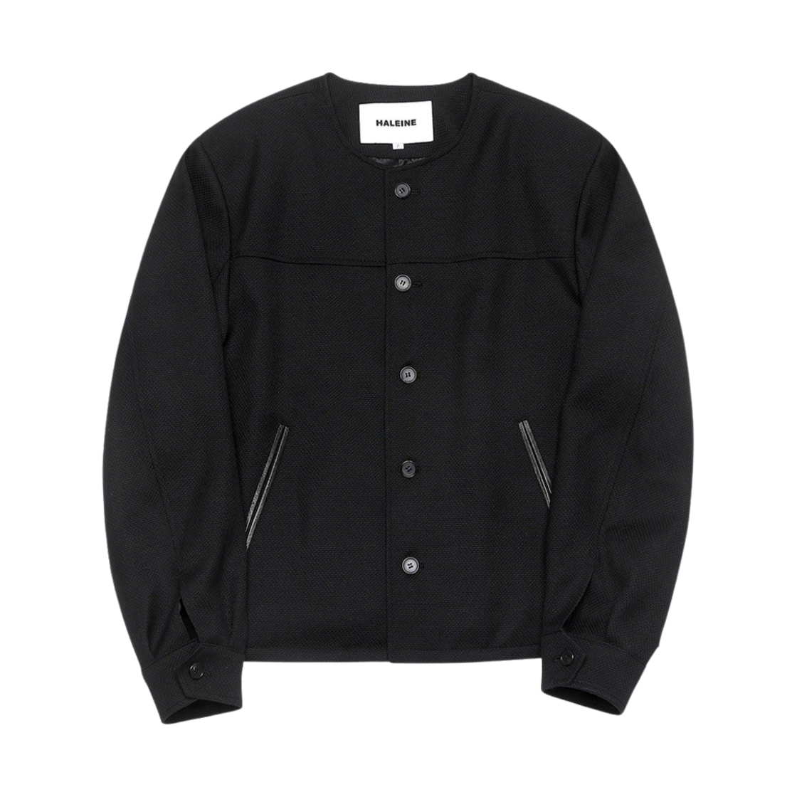 VJ115 Haleine Round Neck 3D Wool Blazer Jacket Black