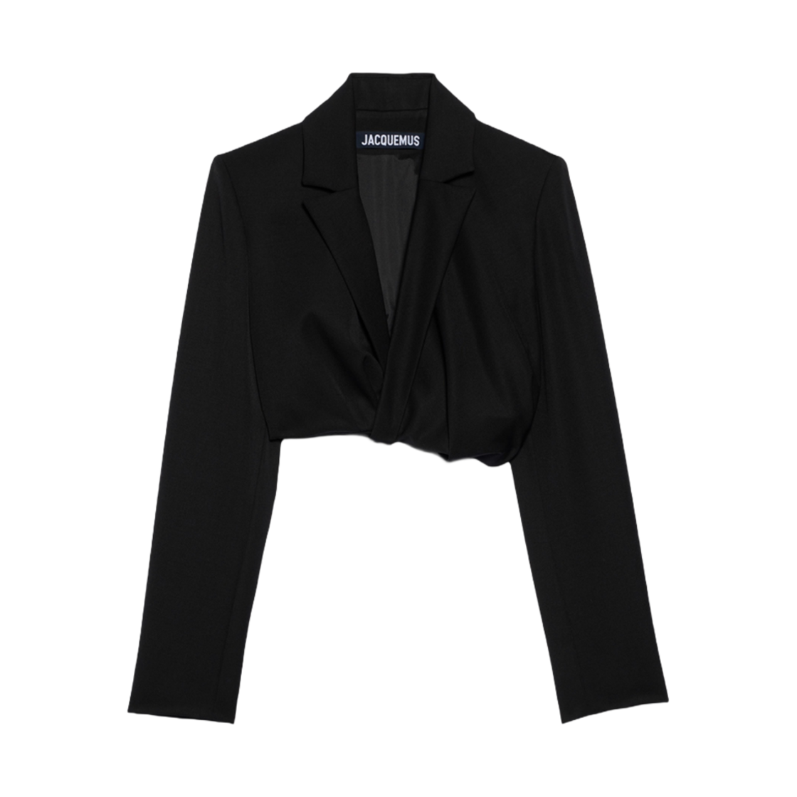 (W) 자크뮈스 라 베스트 바이아 코트 트위스티드 크롭 블레이저 블랙((W) Jacquemus La Veste Bahia Courte Twisted Cropped Blazer Black) - 1
