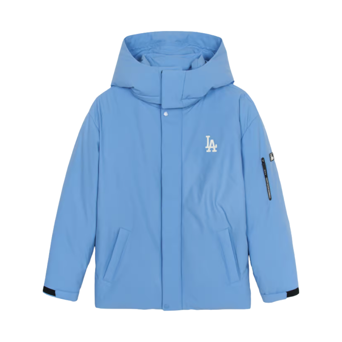 MLB 베이직 빅 레터링 후드 헤비웨이트 숏 푸퍼 자켓 LA 다저스 딥 스카이 블루(MLB Basic Big Lettering Hooded Heavyweight Short Puffer Jacket LA Dodgers D.Sky Blue) - 1