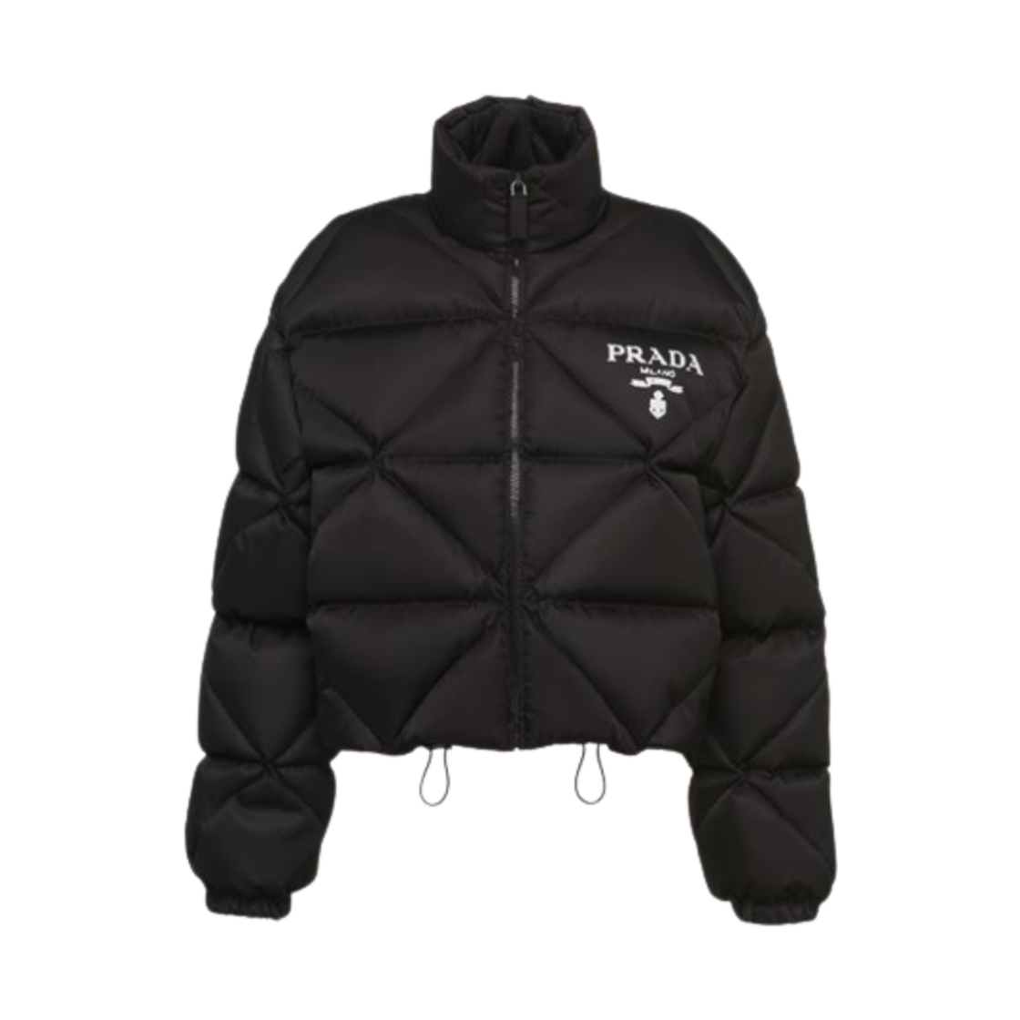 (W) 프라다 리나일론 개버딘 크롭 다운 자켓 블랙((W) Prada Re-Nylon Gabardine Cropped Down Jacket Black)