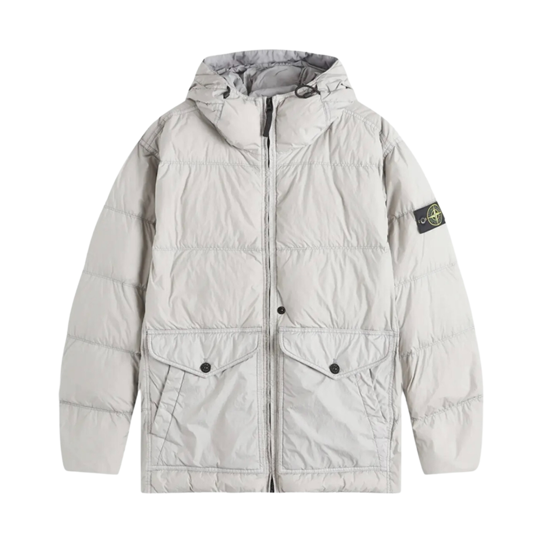 811540723-V0060 Stone Island 40723 Garment Dyed Wappen Patch Crinkle Reps Hooded Down Jacket Grey - 24FW