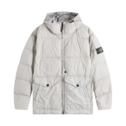 Stone Island 40723 Garment Dyed Wappen Patch Crinkle Reps Hooded Down Jacket Grey - 24FW