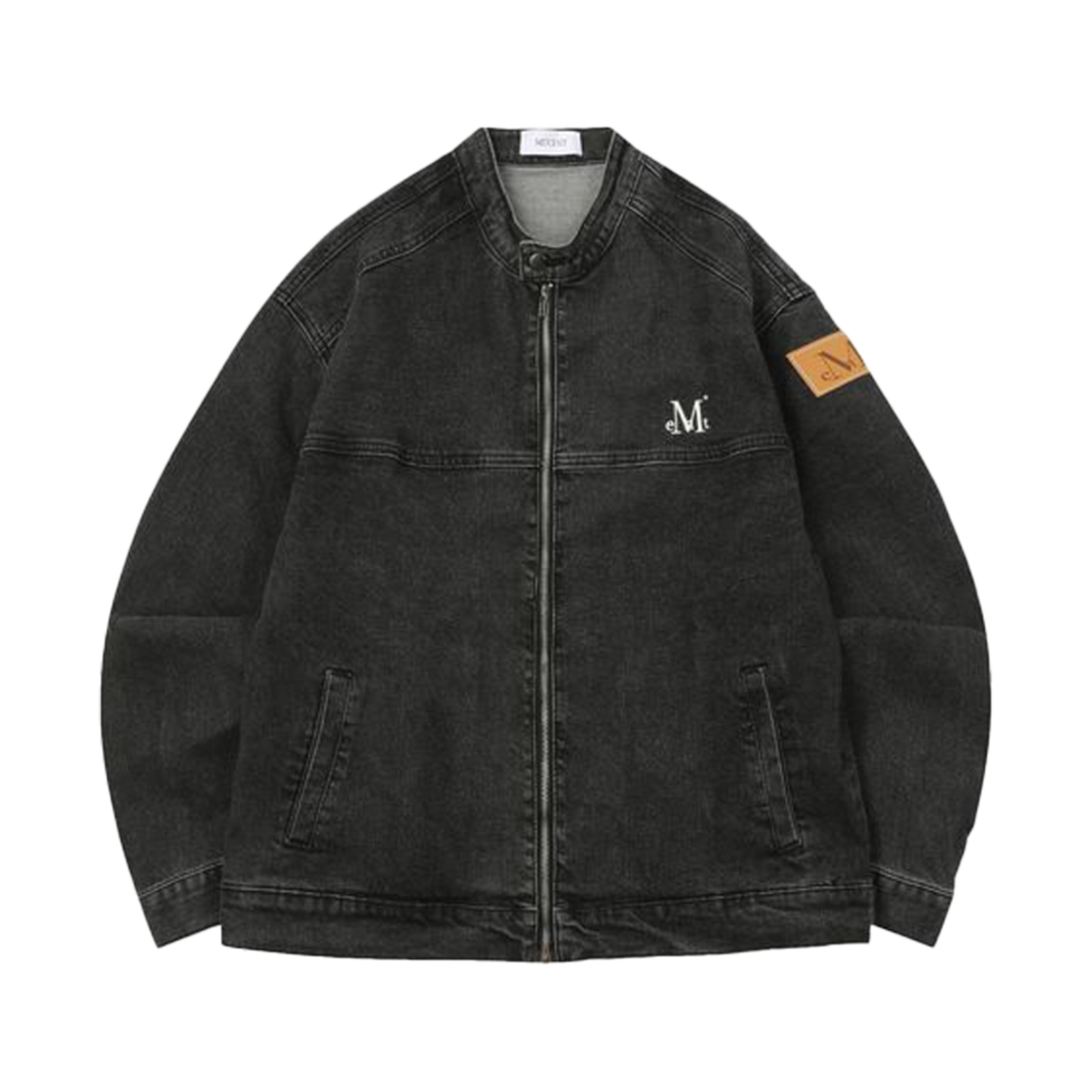 P00000OE_BK MUCENT Eiffel Cutting Denim Biker Jacket Black