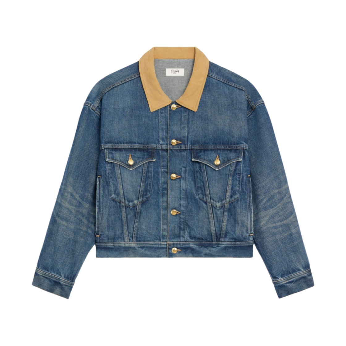 (W) 셀린느 데님 트러커 자켓 다크 유니온 워시((W) Celine Trucker Jacket in Denim Dark Union Wash) - 1