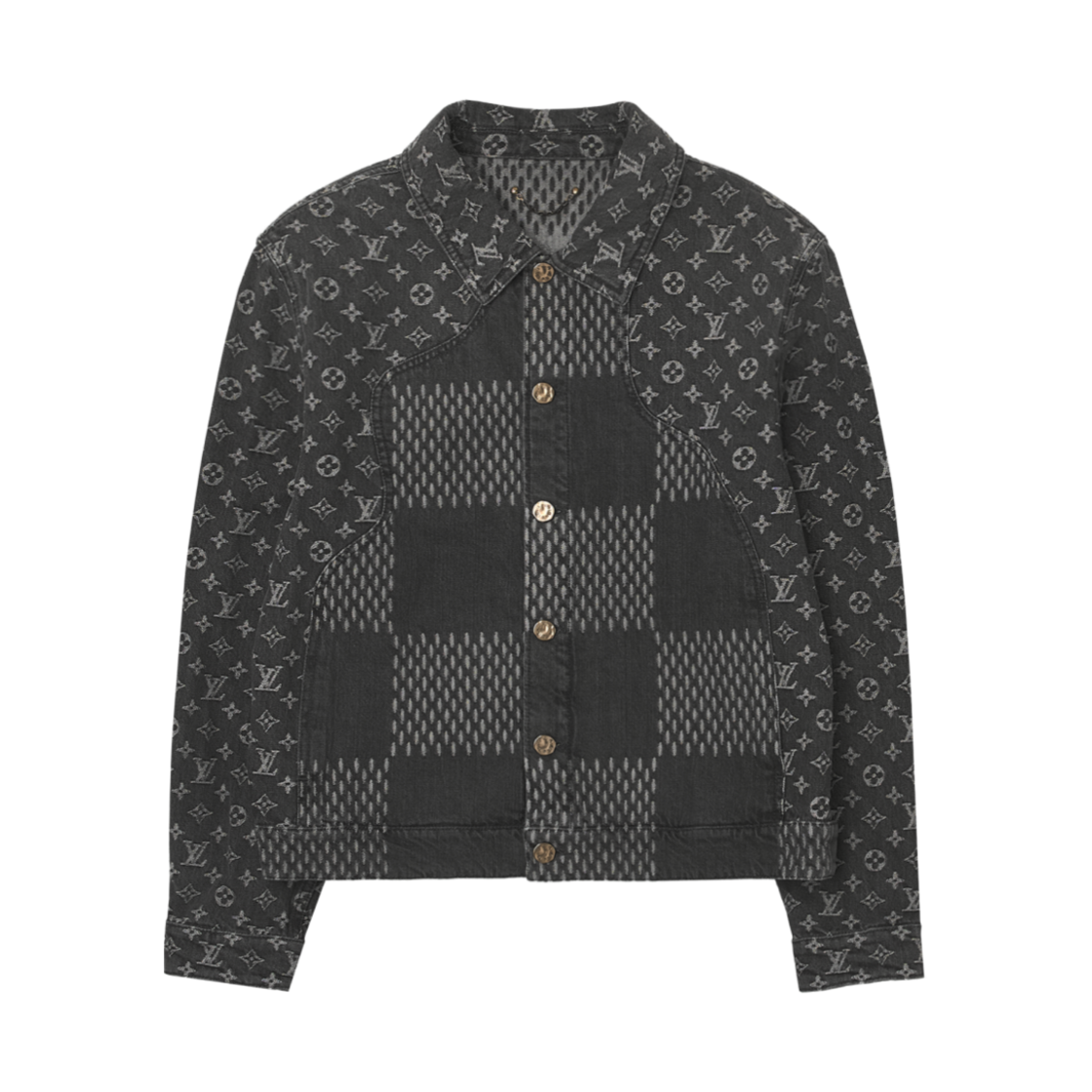 루이비통 x 니고 자이언트 다미에 웨이브 모노그램 데님 자켓 블랙(Louis Vuitton x Nigo Giant Damier Waves Monogram Denim Jacket Black)